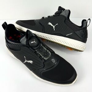 Puma Men's 8.5 Black White Ignite Pwradapt Caged Crafted Golf Shoes Adaptive Fit